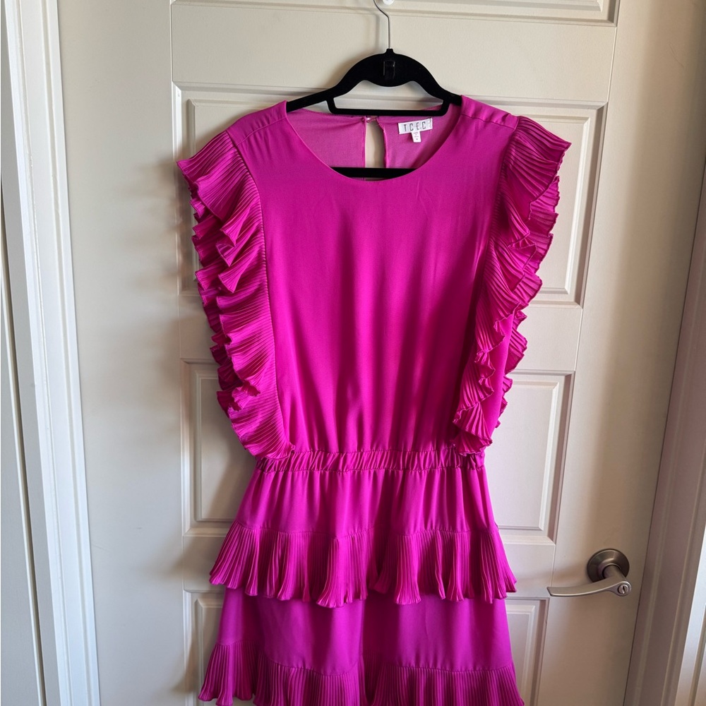 TCEC Hot Pink Ruffle Tiered Kids Dress